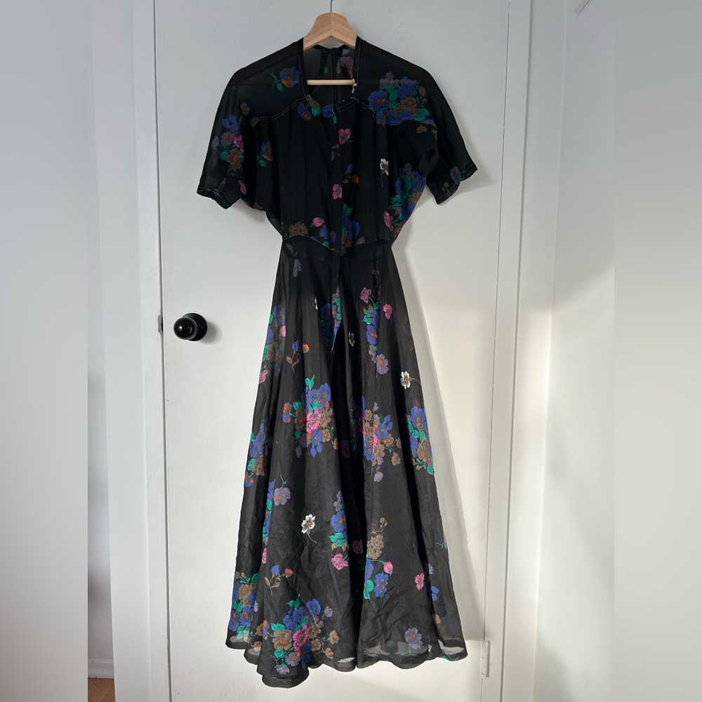HANDMADE SHEER FLORAL DRESS SIZE XS